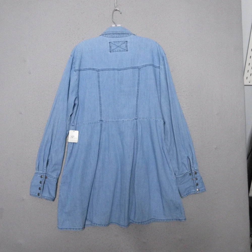 We The Free People Shirt Dress Chambray Mini Sammi Fit & Flare Western Boho NWT